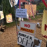 A mural, a garden and banners displayed by defiant town…