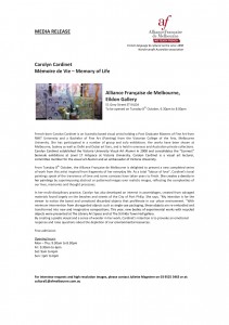 Media Release 'Memory of Life' Carolyn Cardinet_Oct 2013_2